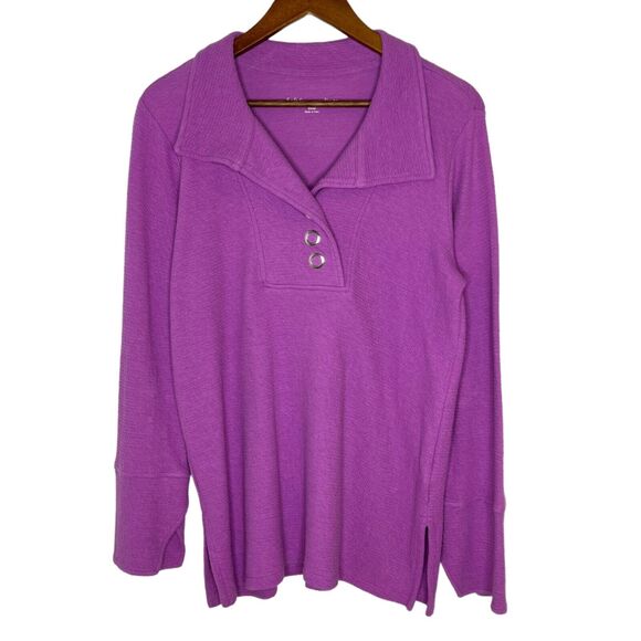 Soft Surroundings Purple Wide Collar Long Sleeve Shirt Size Small Women’s - Picture 1 of 12